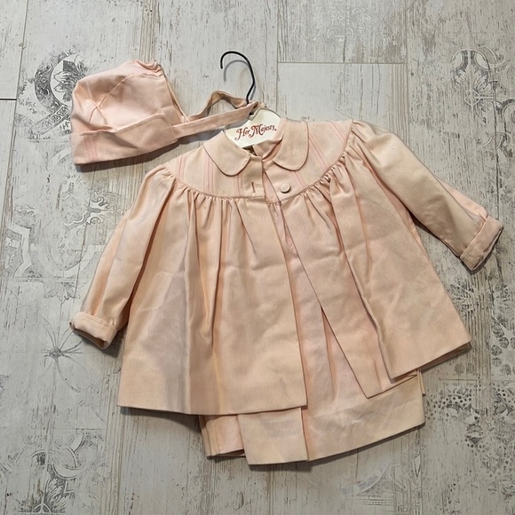 Vintage Her Majesty Child’s 3 Piece Dress Bonnet and Coat Size 1 - Picture 1 of 8